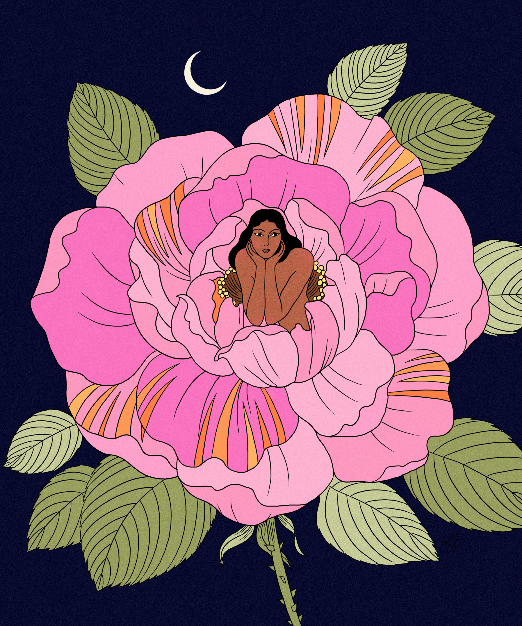 femme fleur illustration line pauvert
